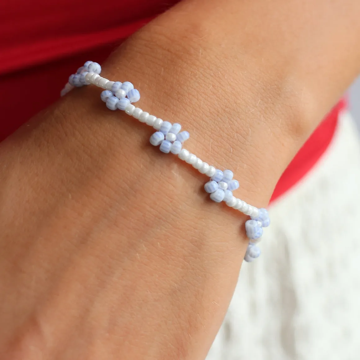 flower_bead_armbnd_2.webp Winther Studio Armbånd*Flower Bead Armbånd Blå