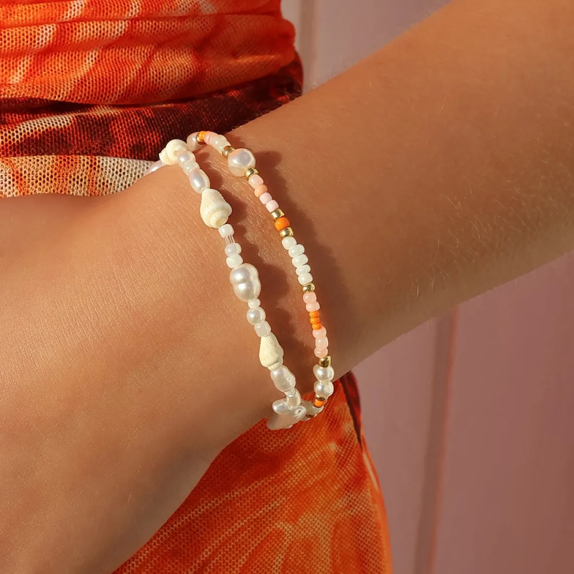 Winther Studio Armbånd*Golden Hour Armbånd lyserød/orange