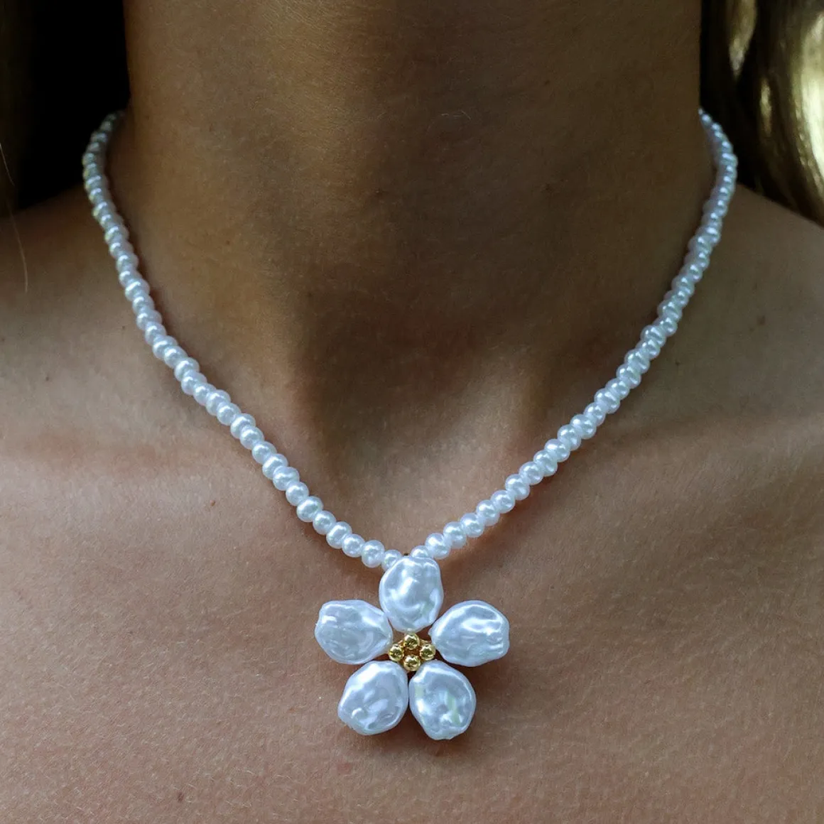 Winther Studio Halskæder*Pearly Bloom Halskæde Guld