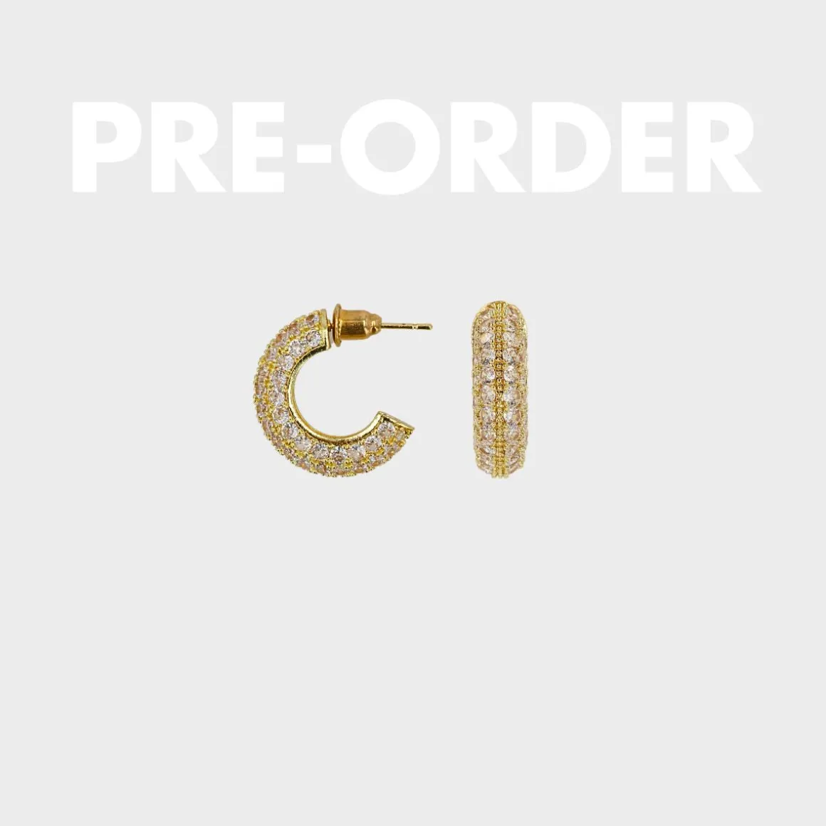 Winther Studio Øreringe*Wide Stone Hoops - Pre-Order Guld